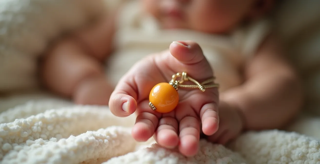 Amuletos tradicionales de azabache y coral para protección infantil