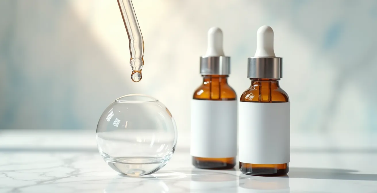 Comparación visual de texturas de sérum con ácido tranexámico y azelaico