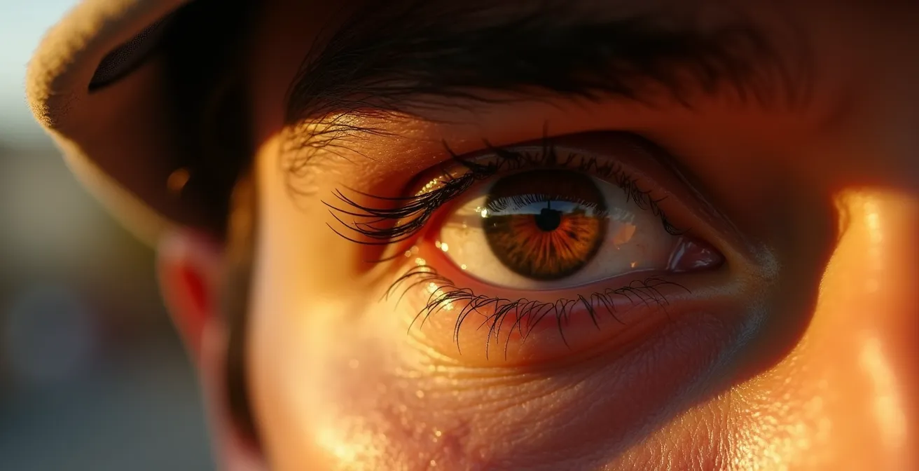 Ilustración del efecto de dilatación pupilar con gafas sin filtro UV